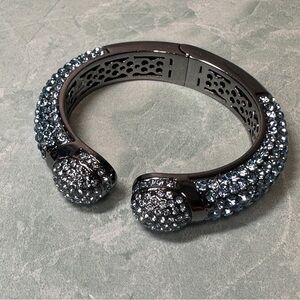 Joan Boyce Light Blue set in Gunmetal Gray Hinged Crystal Bracelet